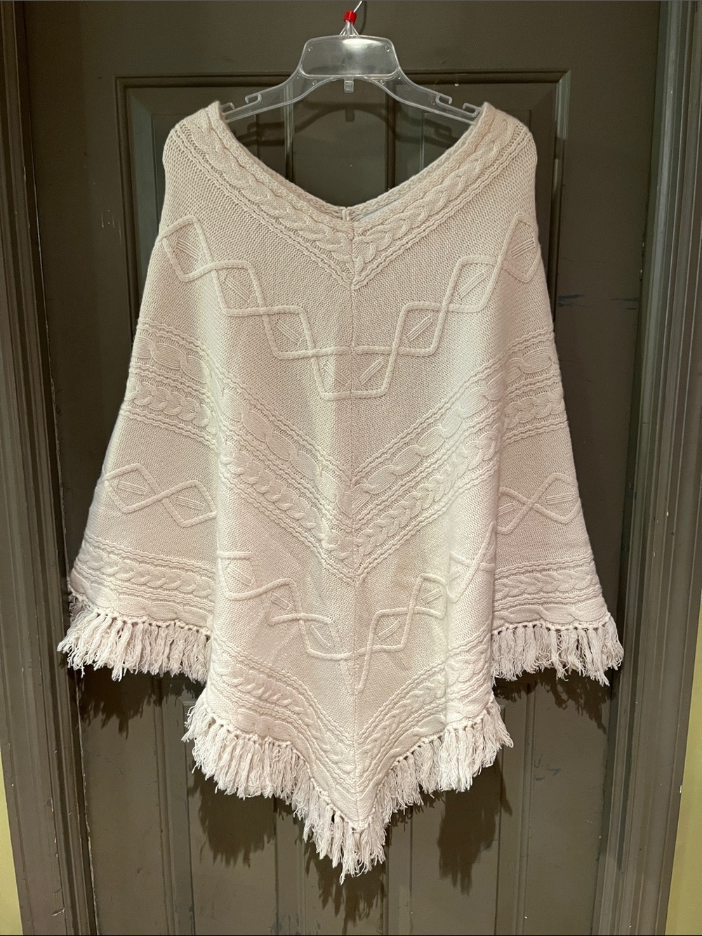 The cashmere project Women's Cream Fringed poncho